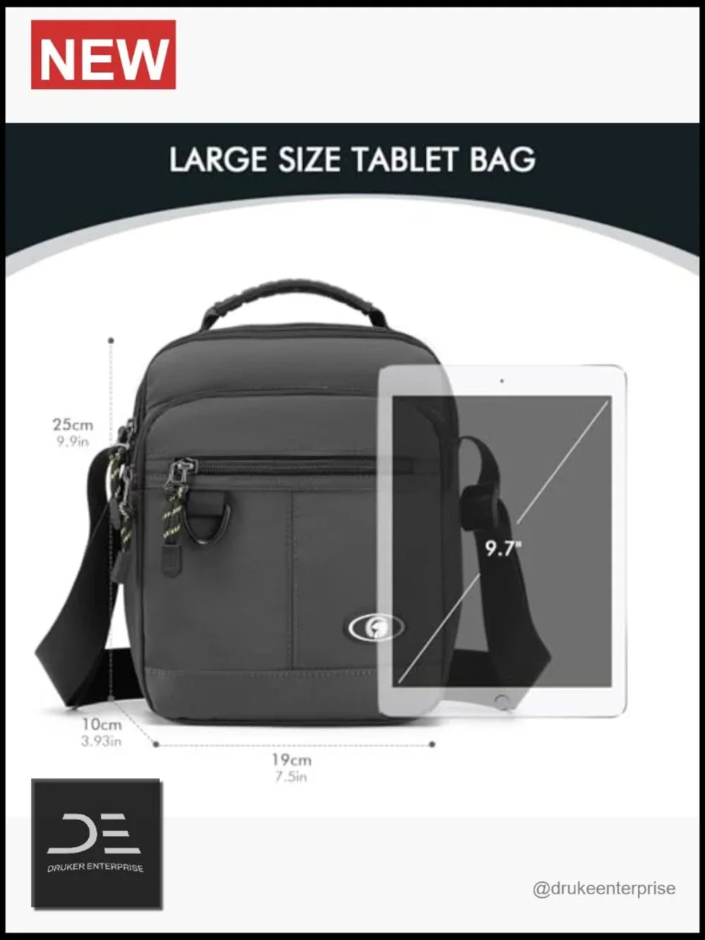 Waterproof Nylon Crossbody Messenger Bag for Men Tablet Shoulder Bag Work Travel